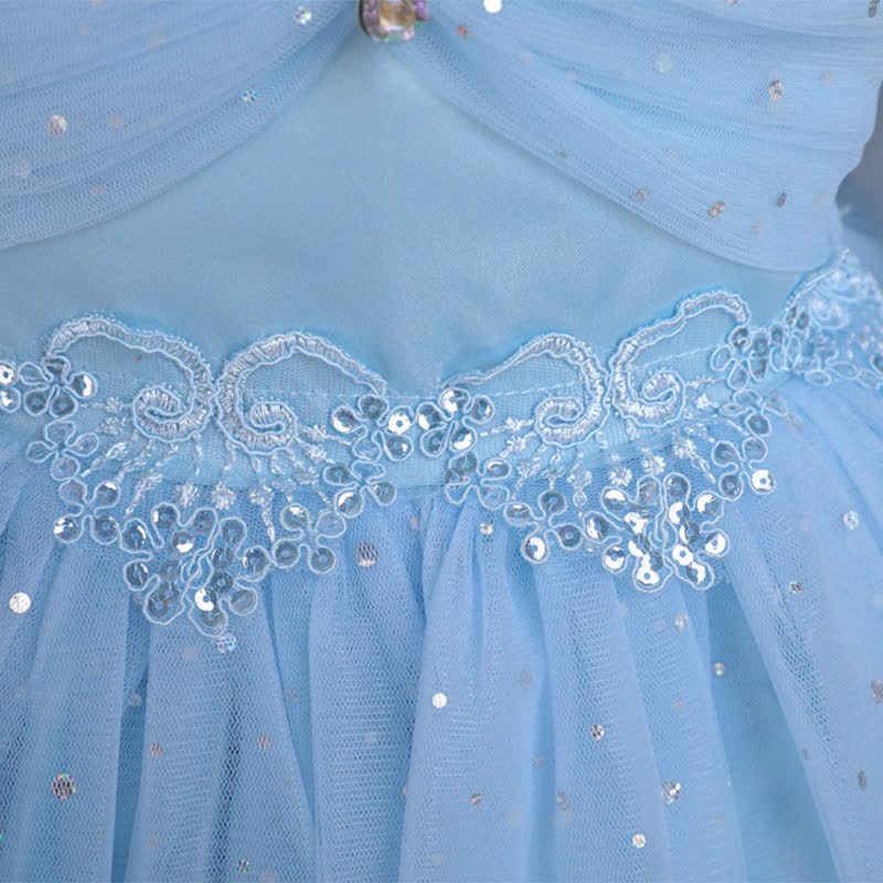 Mesh Lace Glitter Short Sleeve Mid-long Dresses - image 21