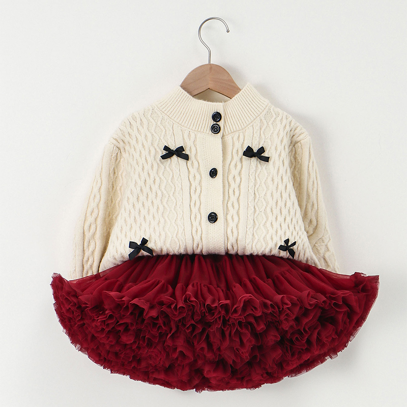 Knitting Bow Long Sleeve Regular Two-piece Set - image 4