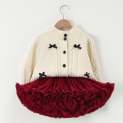 Knitting Bow Long Sleeve Regular Two-piece Set - image 4