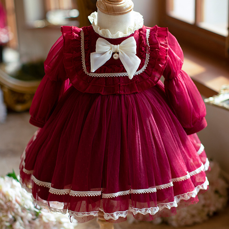 Cotton Folds Lace Long Sleeve Mid-long Dresses - image 14