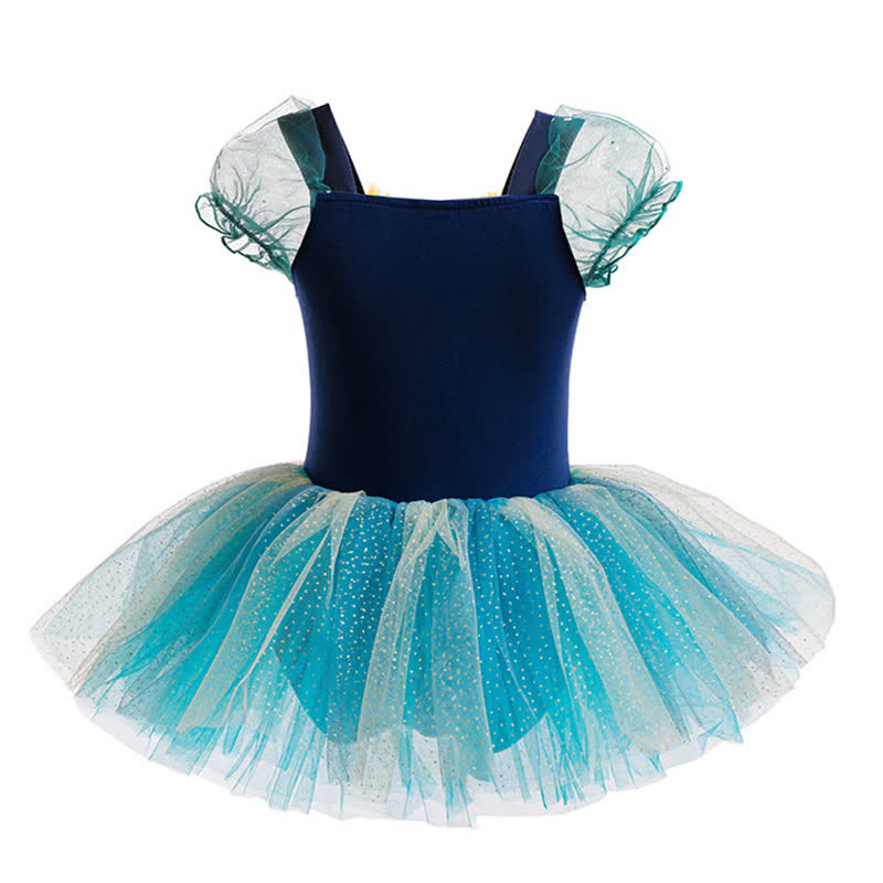 Mesh Split Joint Ballet Short Sleeve Midi Dresses - image 3