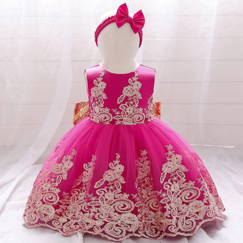 Mesh Lace Glitter Bow Lace Sequins Sleeveless Midi Dresses - Rose - 5-6Y - image 40