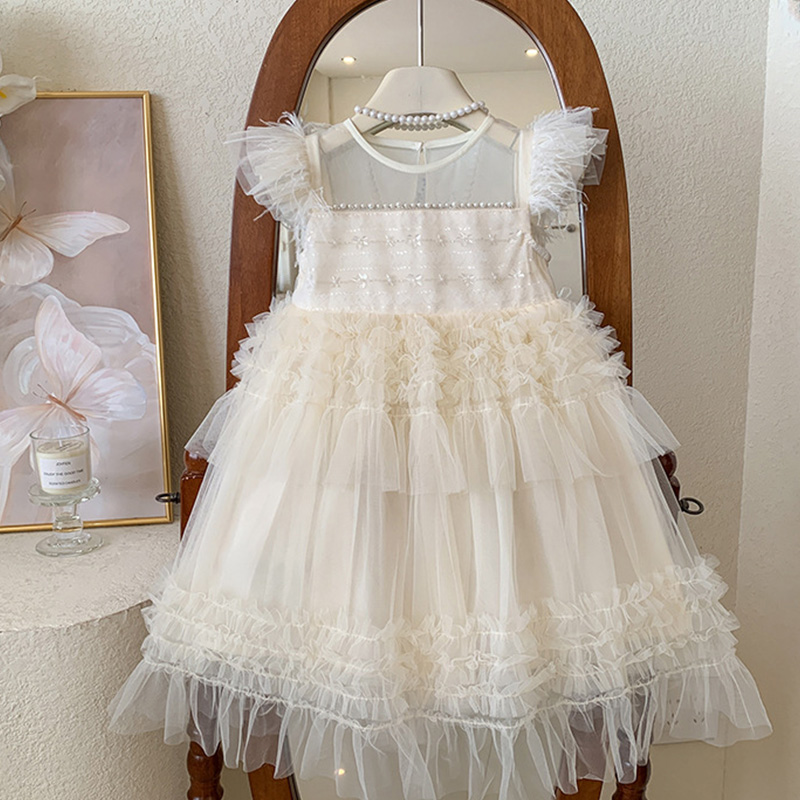 Mesh Folds Feather-trimmed Sleeveless Regular Dresses - image 5