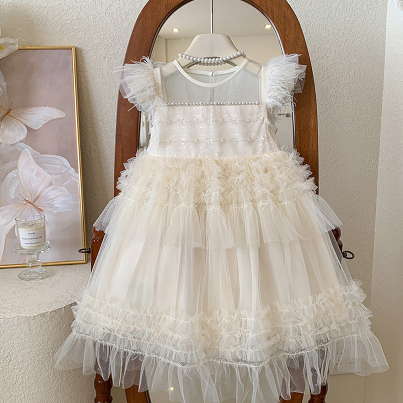 Mesh Folds Feather-trimmed Sleeveless Regular Dresses - image 5