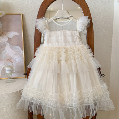 Mesh Folds Feather-trimmed Sleeveless Regular Dresses - image 5