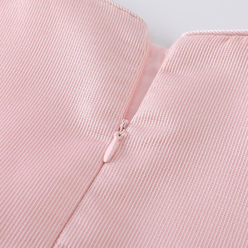 Twill & Mesh  Sleeveless Mid-long Dresses - image 9