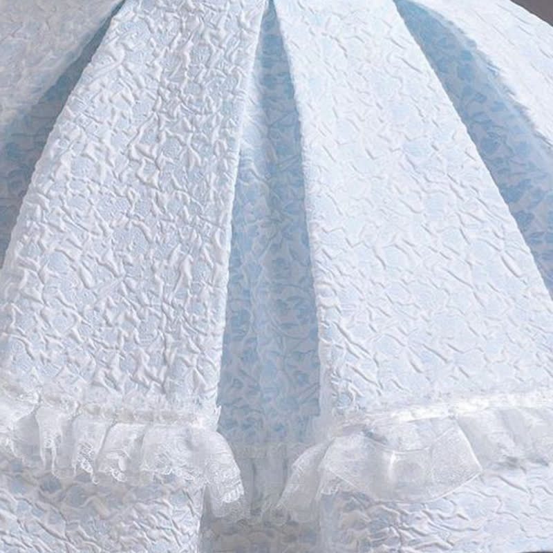 Chemical Fiber Blend Lace Bow Jacquard Short Sleeve Mid-long Dresses - image 17