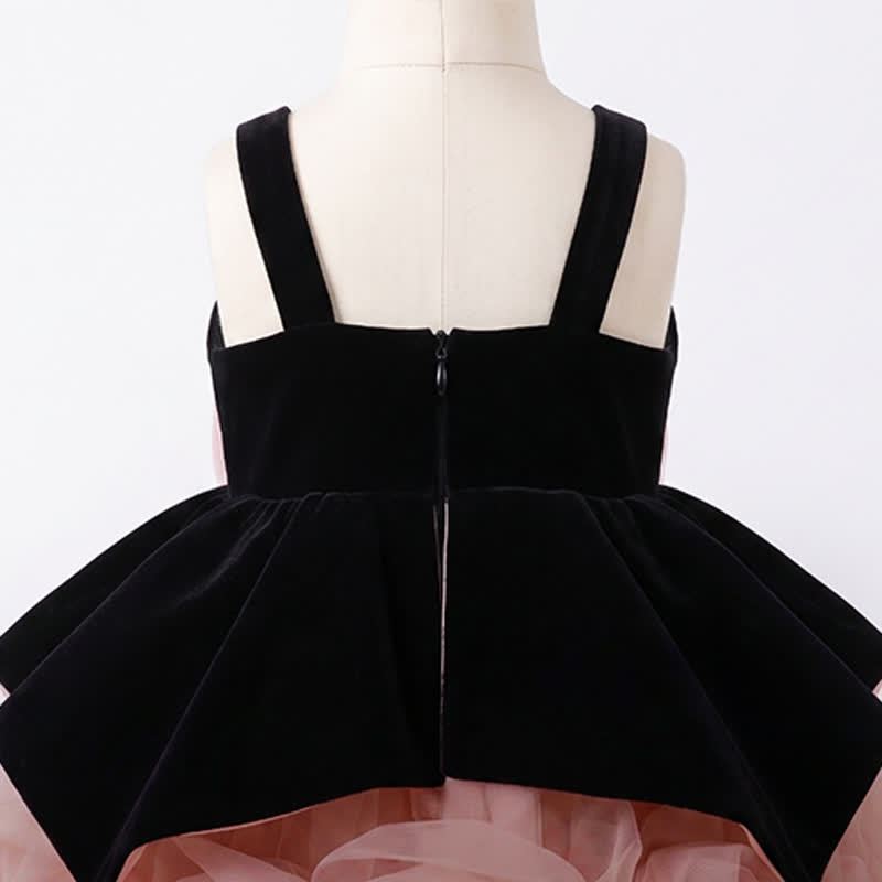 Velvet & Mesh Rosette  Bow Sleeveless Short Dresses - image 8