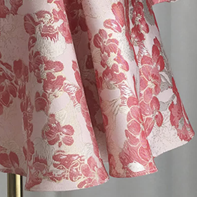 Jacquard Bow Long Sleeve Mid-long Dresses - image 8