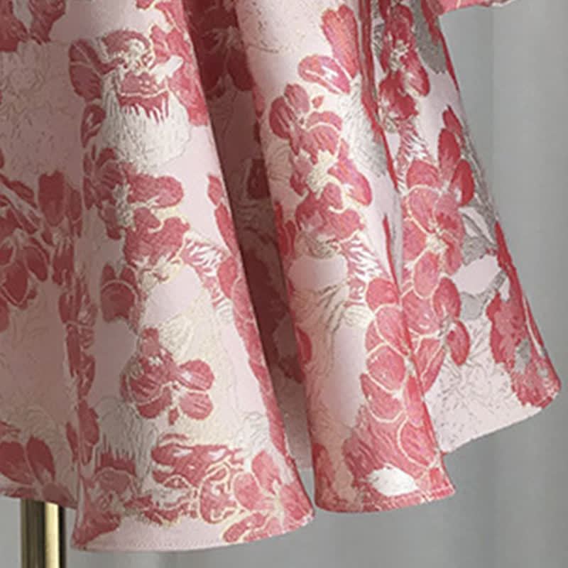 Jacquard Bow Long Sleeve Mid-long Dresses - image 8