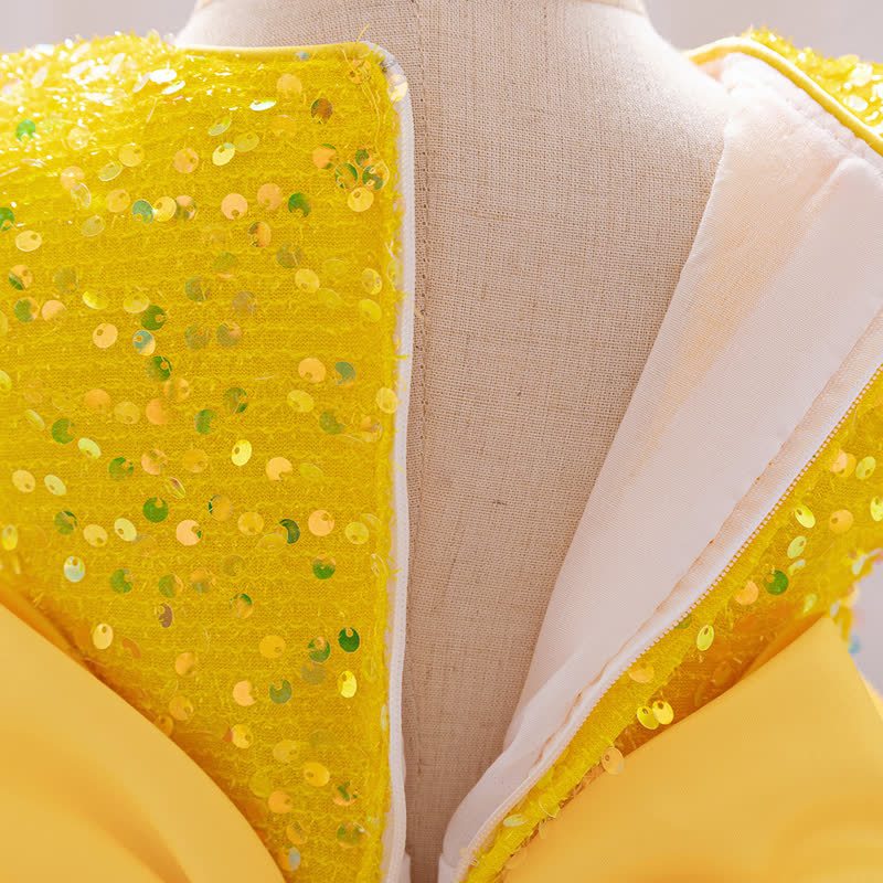 Sequins & Mesh Bow Sequins Short Sleeve Mid-long Dresses - image 28