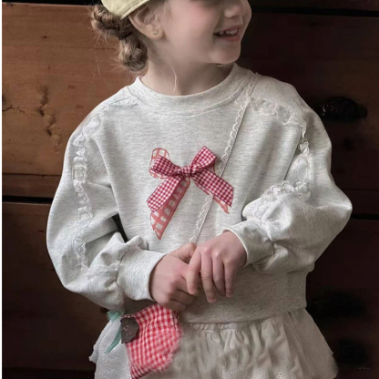 [Archive Sale] 100% Cotton Bow Lace Long Sleeve Regular Two-piece Set - image 4