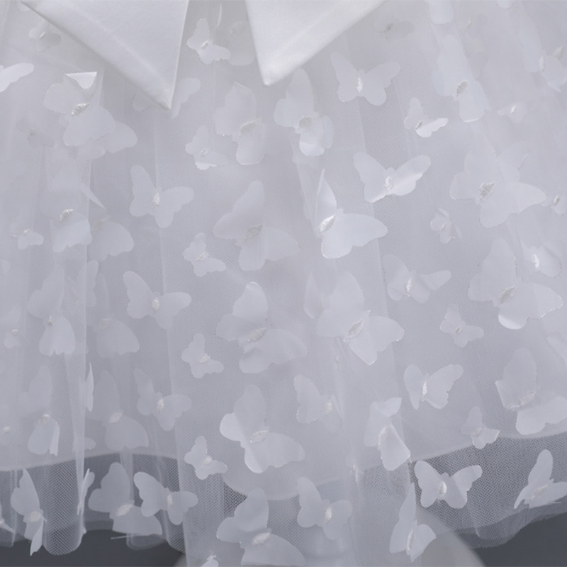 Mesh Bow Rosette Short Sleeve Mid-long Dresses - image 28