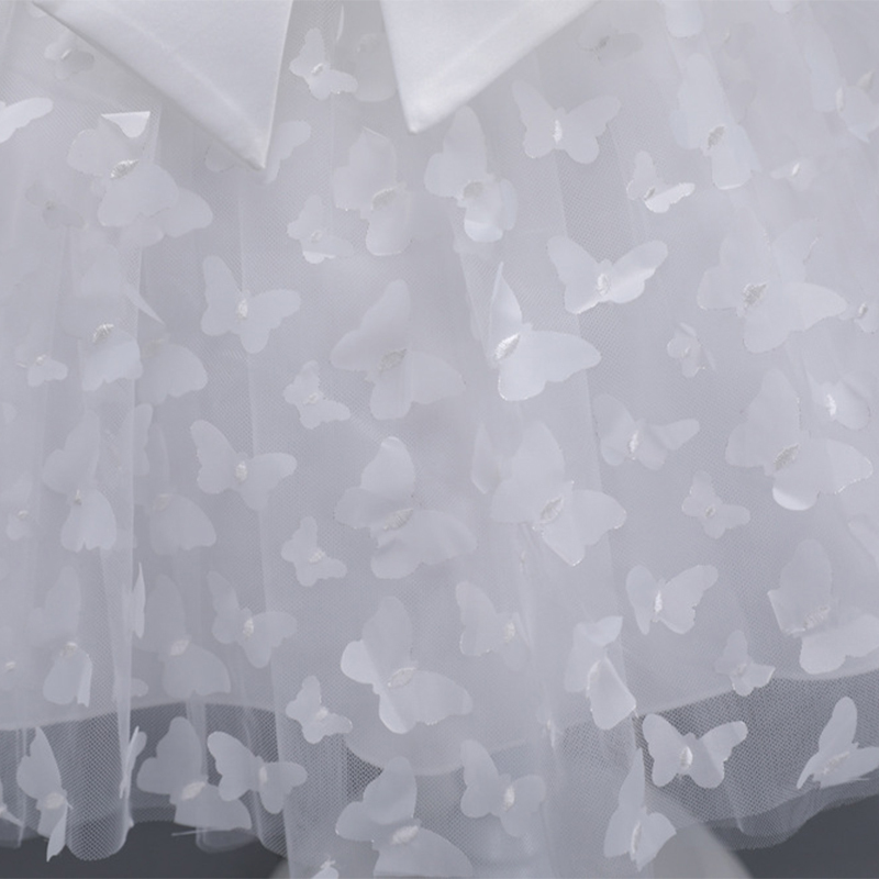 Mesh Bow Rosette Short Sleeve Mid-long Dresses - image 28