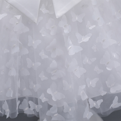 Mesh Bow Rosette Short Sleeve Mid-long Dresses - image 28