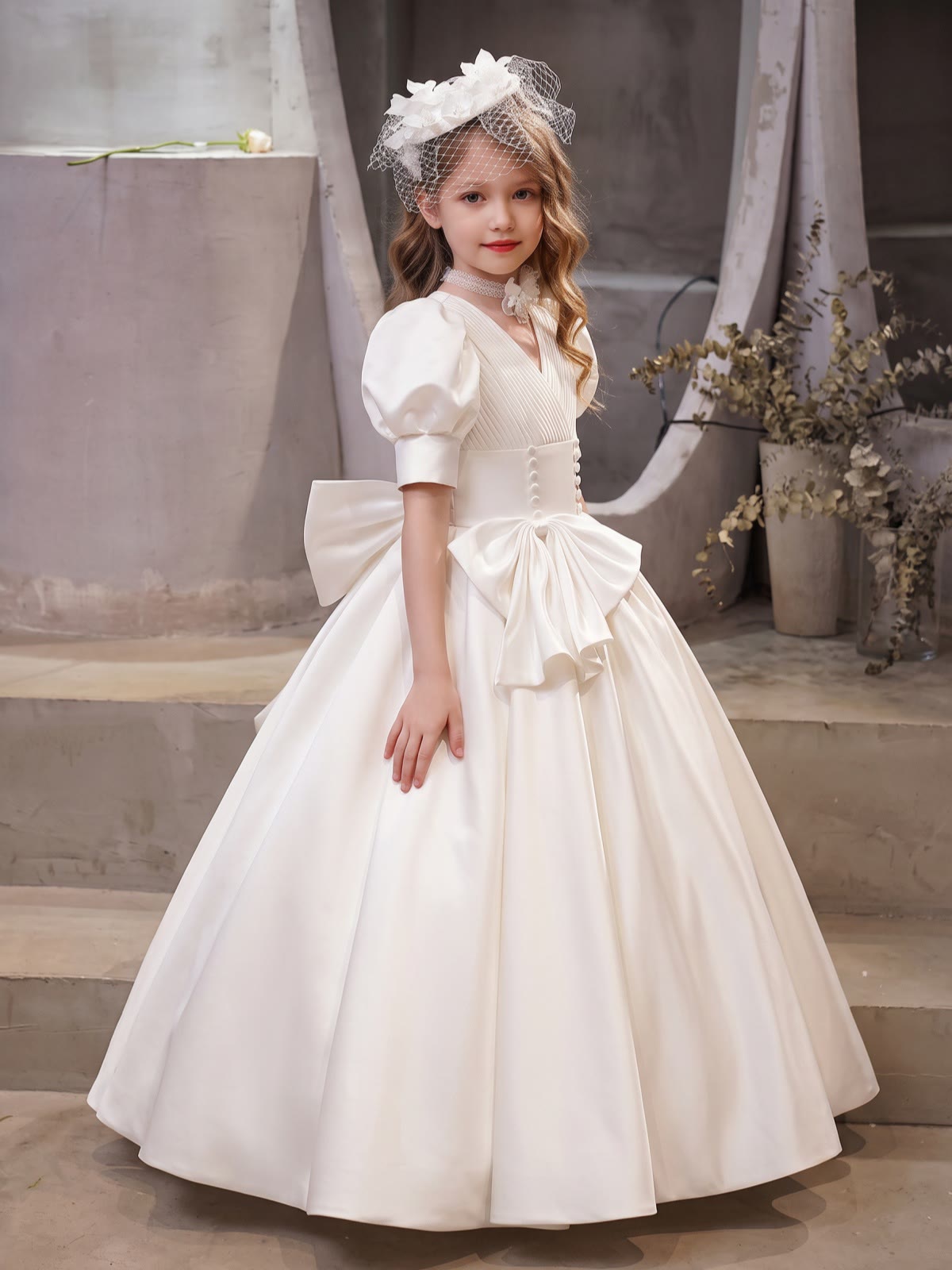 Satin Bow Short Sleeve Maxi Dresses - image 6