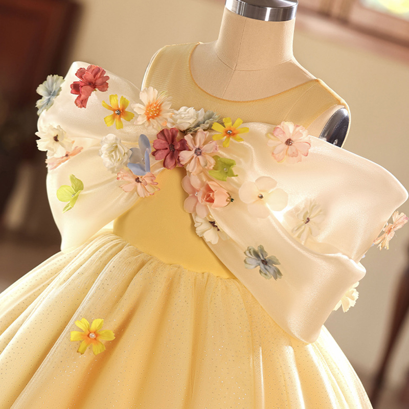 Cotton-blend Rosette Short Sleeves Maxi Dresses - image 5