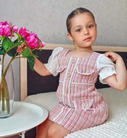 Tweed Split Joint Short Sleeves Midi Dresses - image 1