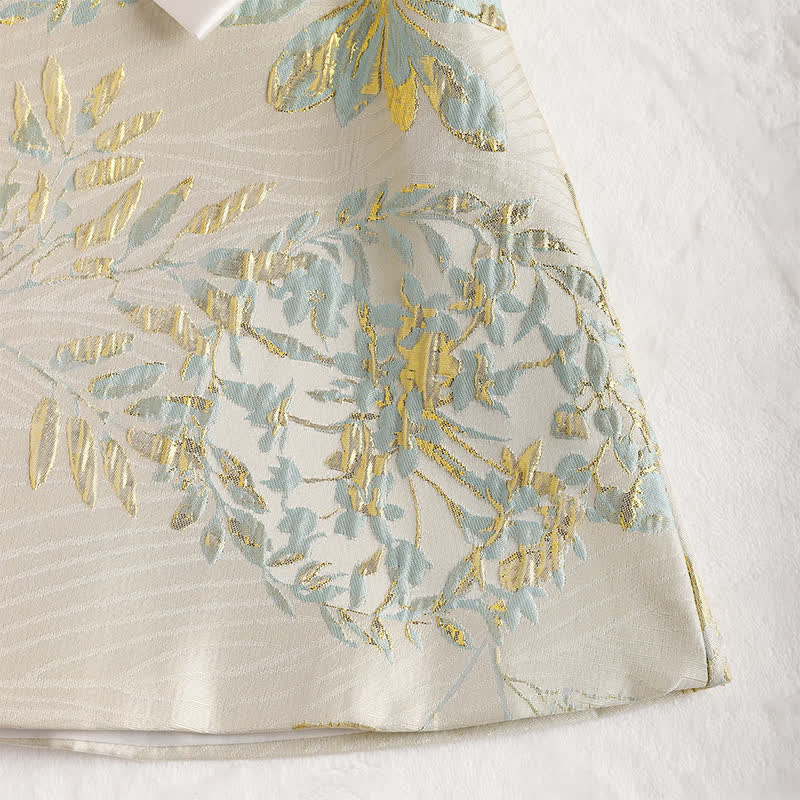 Jacquard Bow Long Sleeve Mid-long Dresses - image 13