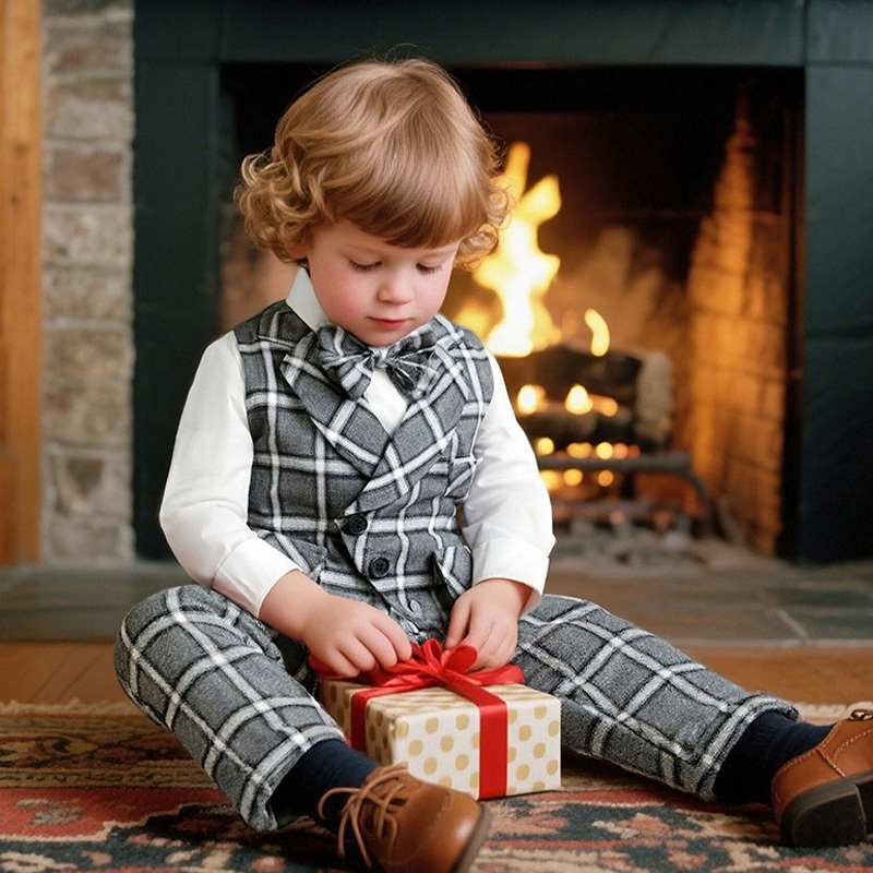 Cotton Bow Long Sleeve Regular 3-piece Formal Suit - image 10