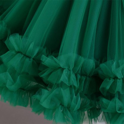 Mesh Bow Sequins Folds Short Sleeve Mid-long Dresses - image 15