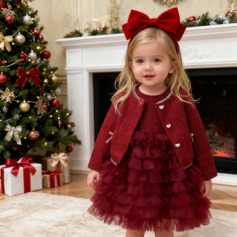 Tweed Folds Bow Long Sleeve Regular Dresses&two-piece Set - image 10