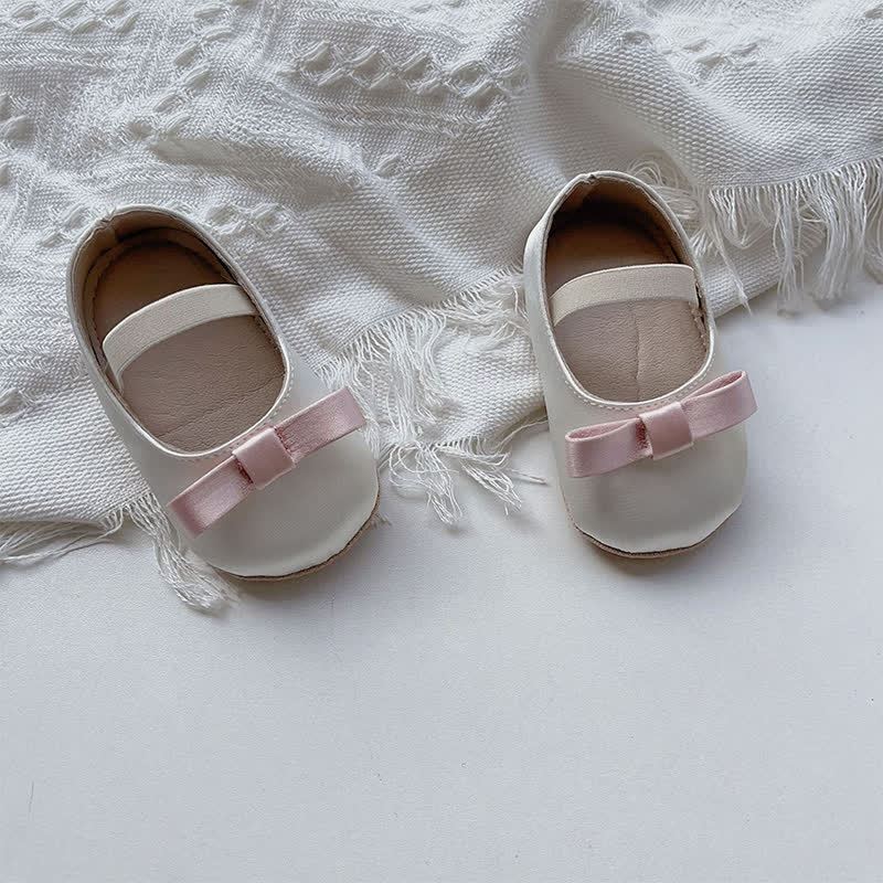 Color-block Bow Ballet Round Toe Mary Janes - White - 13cm - image 8