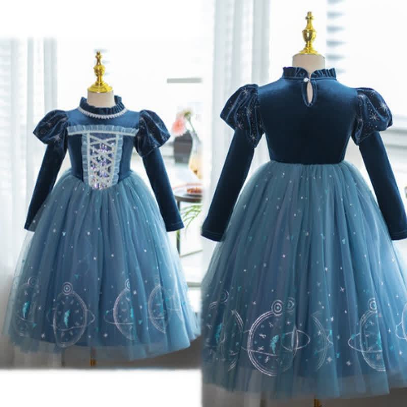 [Archive Sale] Velvet & Mesh Long Sleeve Mid-long Dresses - image 3