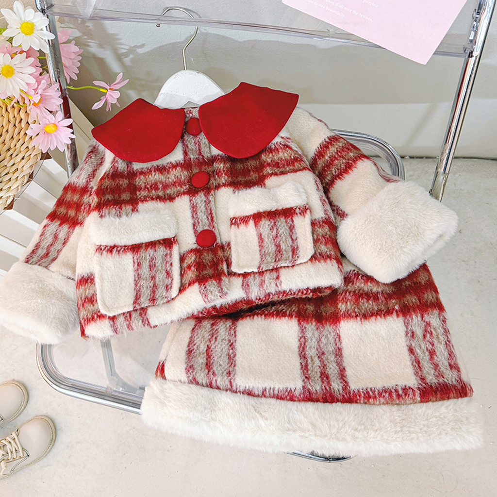 Woolen Fur Long Sleeve Short Two-piece Set - image 2