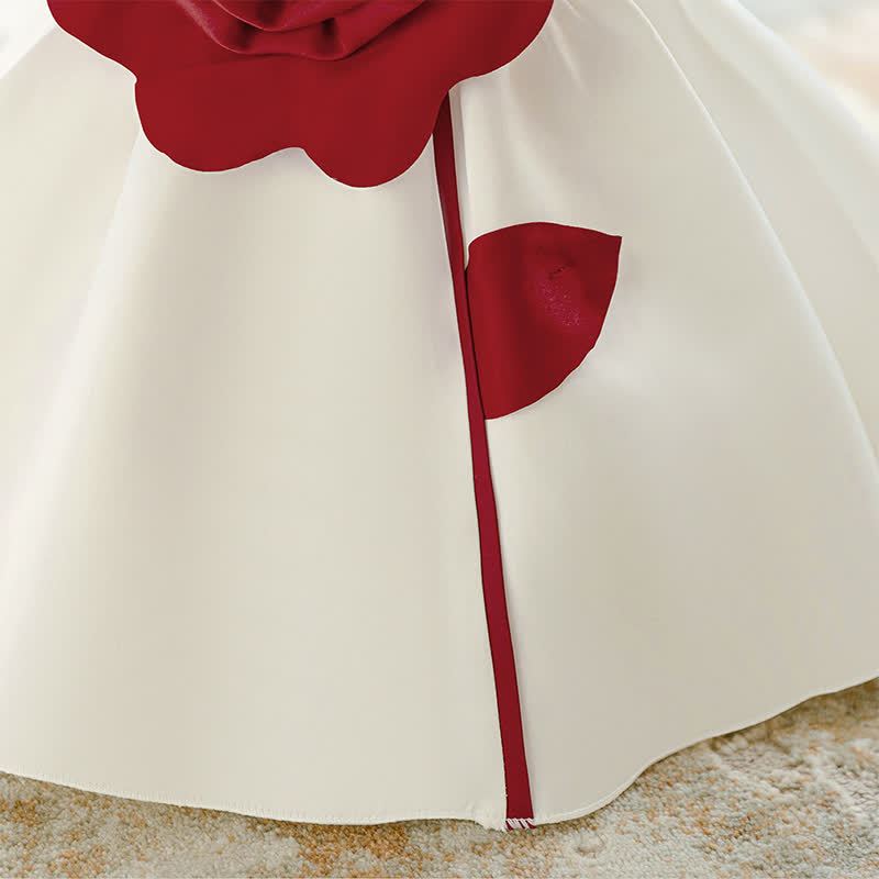 Satin Rosette Short Sleeve Mid-long Dresses - image 14
