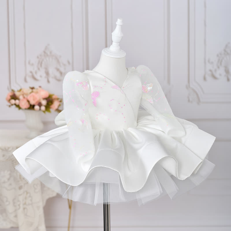 Satin Bow Long Sleeve Midi Dresses - image 3