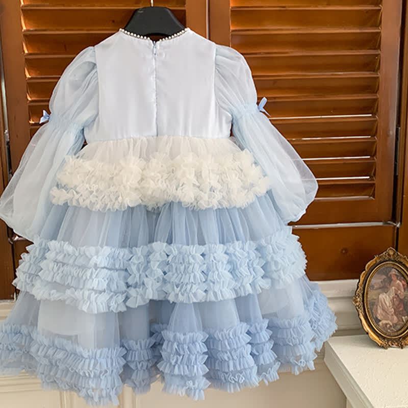 [Archive Sale] Mesh Sequins Folds Long Sleeve Mid-long Dresses - image 7