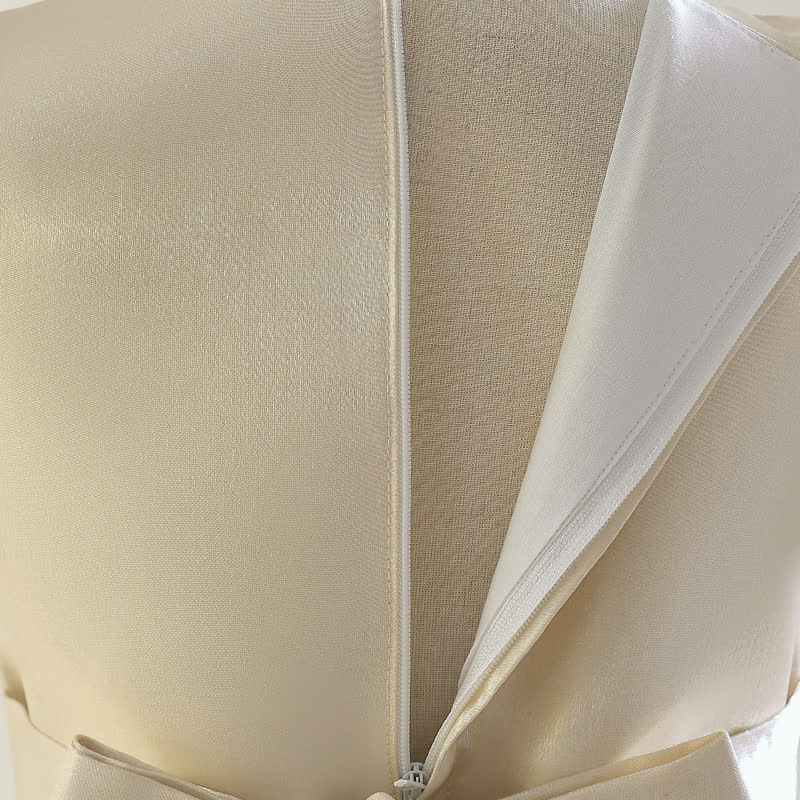 Satin  Rosette Cap Sleeve Maxi Dresses - image 15