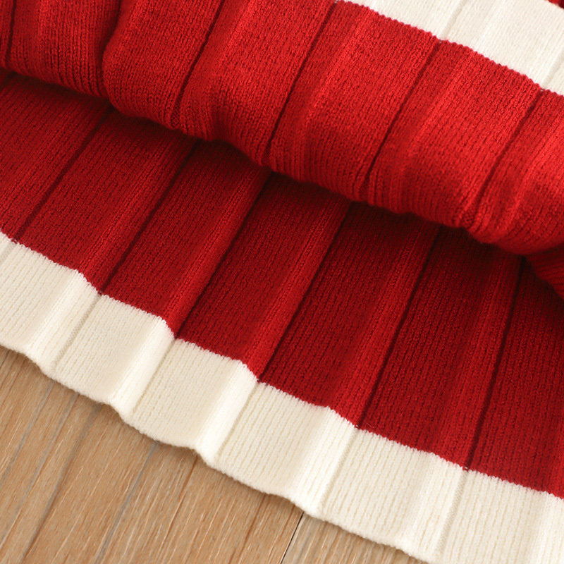 Yarn/wool Yarn Bow Imitation Pearls Long Sleeve Regular Two-piece Set - image 24