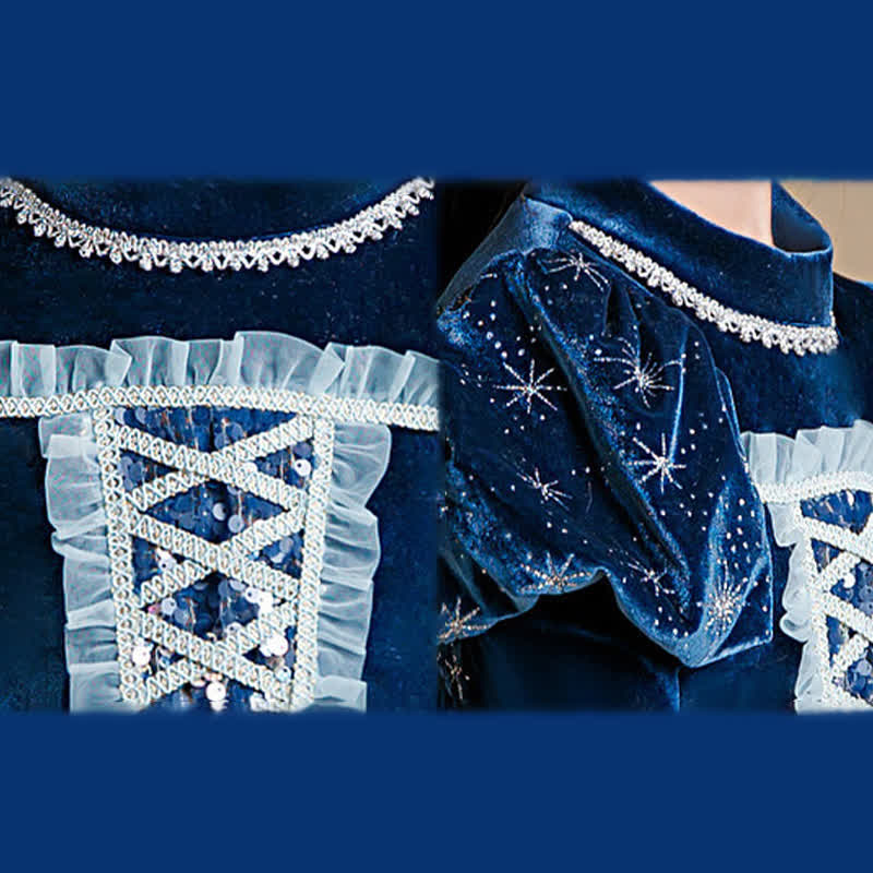 [Archive Sale] Velvet & Mesh Long Sleeve Mid-long Dresses - image 7