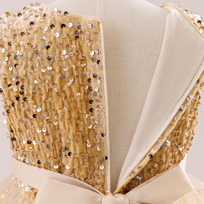 Sequins & Mesh Bow Sequins Sleeveless Maxi Dresses - image 5