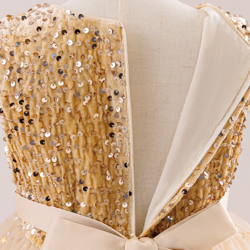 Sequins & Mesh Bow Sequins Sleeveless Maxi Dresses - image 5