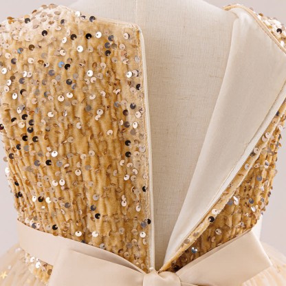 Sequins & Mesh Bow Sequins Sleeveless Maxi Dresses - image 5