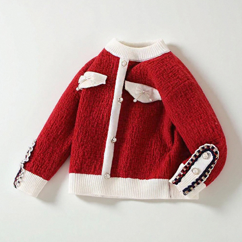 Acrylic Mesh Folds Binding Long Sleeve Regular Two-piece Set - Red Top - 130cm - image 10