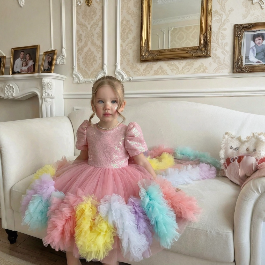 Mesh  Rosette Short Sleeve Midi Dresses