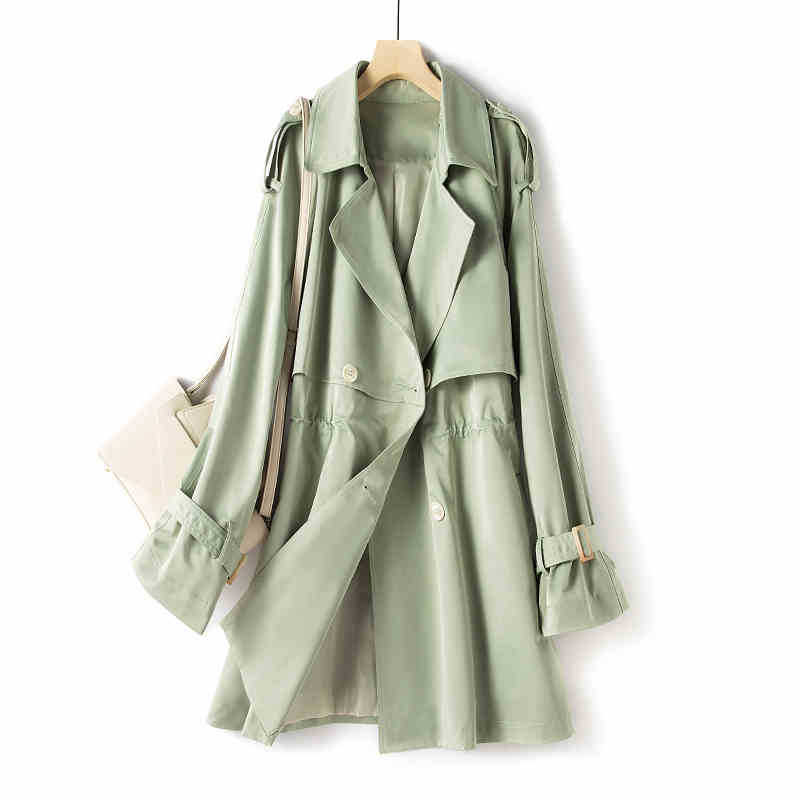 Autumn and winter plus size women's jacket new style 2023 fashion temperament slim British long windbreaker