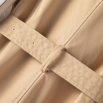 Spot spring new 2024 French simple waist large size windbreaker ins slim slim long coat