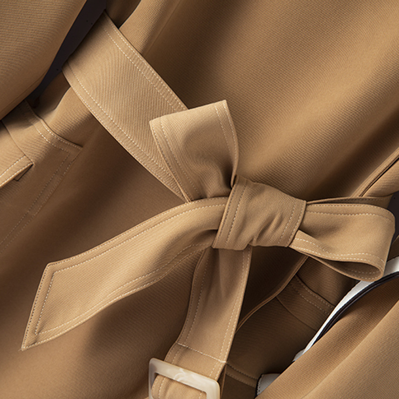 Large size French casual windbreaker 2024 fashion temperament slim waist long coat for women