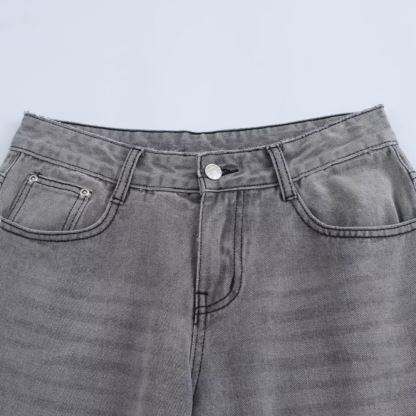 Women's Low Rise Grey Wide Leg Jeans