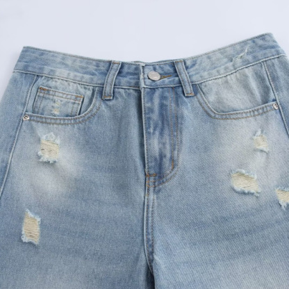 Women's casual ripped straight jeans