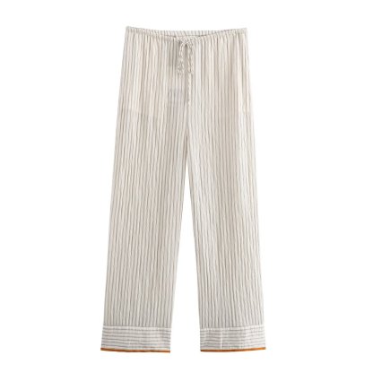 2024 new women's clothing, fashionable contrast color pajamas style straight pants