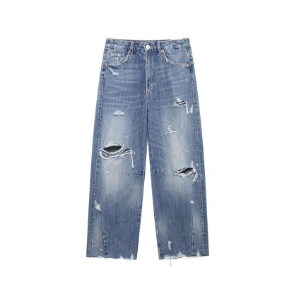 Women's ripped balloon-style loose-fitting jeans