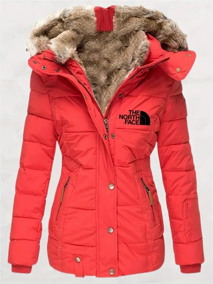 The Nothtrth Face-Womens Coats Winter Zipper Hooded Faux Fur Inside Down Jackets
