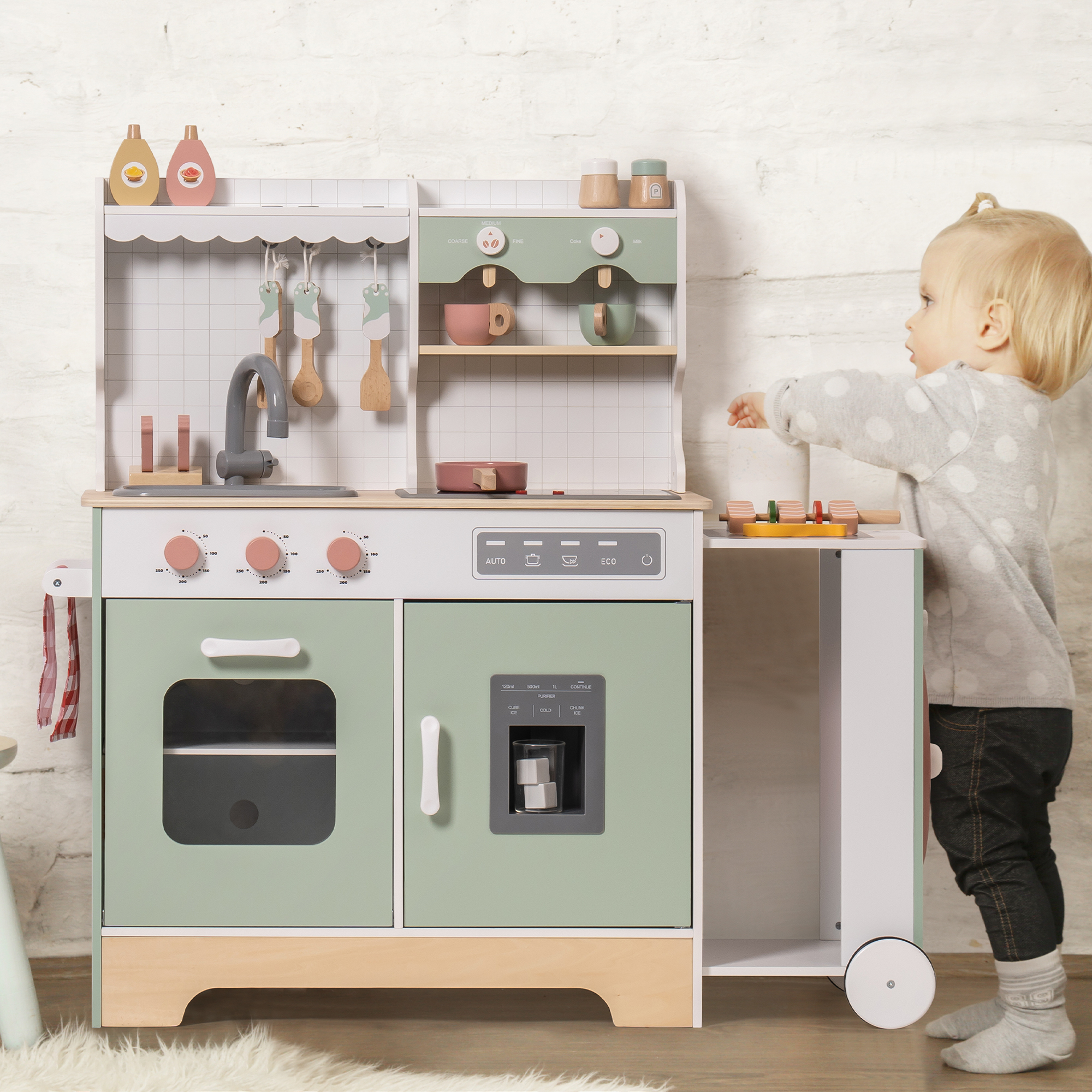 Kids Wooden Pretend Cooking Station Playset