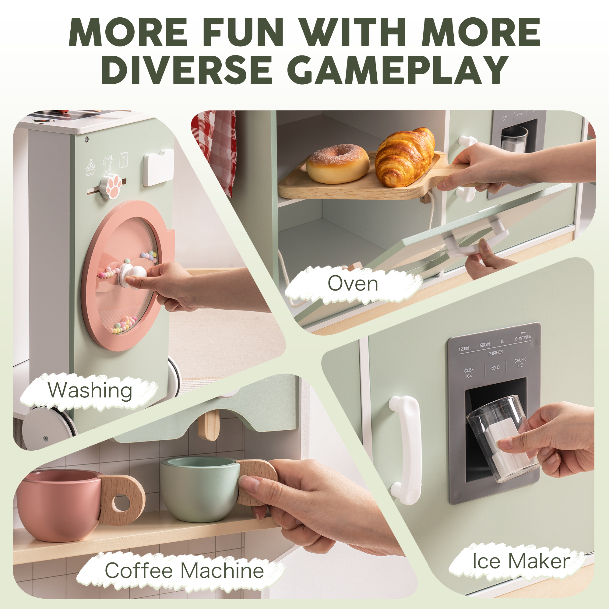 Kids Wooden Pretend Cooking Station Playset